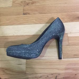 Silver sparkle heels